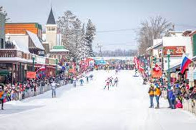 cross country ski event through downtown bayfield